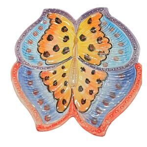 Studio Art Italian Hand Painted Butterfly Platter